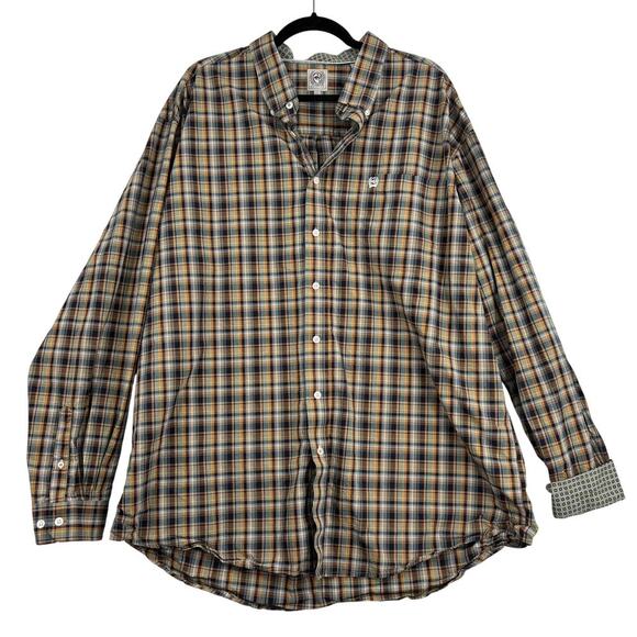 Cinch Mens Button Down Shirt Size XXL Brown Plaid Western Cowboy Contrast Cuff - Picture 3 of 14
